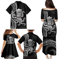 Black Hawaii Kanaloa God Family Matching Puletasi and Hawaiian Shirt Hawaiian Octopus LT14 - Polynesian Pride