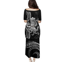 Black Hawaii Kanaloa God Family Matching Puletasi and Hawaiian Shirt Hawaiian Octopus LT14 - Polynesian Pride