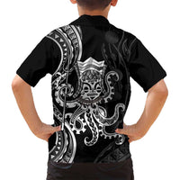 Black Hawaii Kanaloa God Family Matching Tank Maxi Dress and Hawaiian Shirt Hawaiian Octopus LT14 - Polynesian Pride