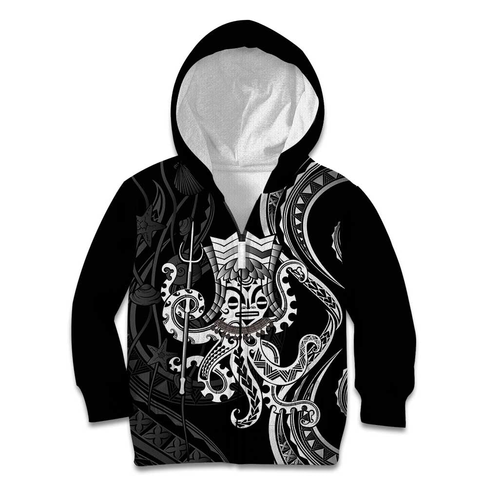 Black Hawaii Kanaloa God Kid Hoodie Hawaiian Octopus LT14 Zip Hoodie Black - Polynesian Pride