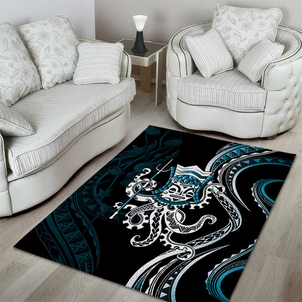 Turquoise Hawaii Kanaloa God Area Rug Hawaiian Octopus LT14 - Polynesian Pride