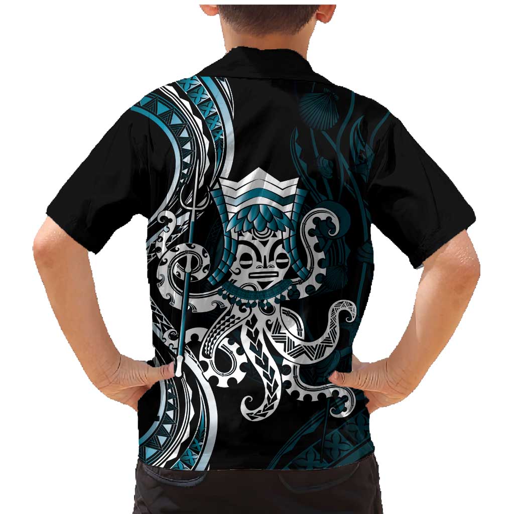 Turquoise Hawaii Kanaloa God Family Matching Mermaid Dress and Hawaiian Shirt Hawaiian Octopus LT14 - Polynesian Pride
