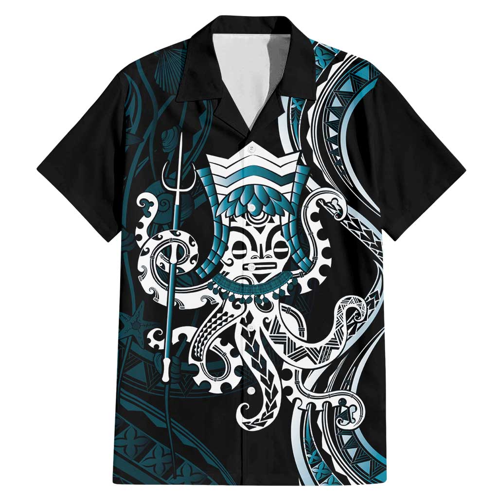 Turquoise Hawaii Kanaloa God Family Matching Mermaid Dress and Hawaiian Shirt Hawaiian Octopus LT14 Dad's Shirt - Short Sleeve Turquoise - Polynesian Pride