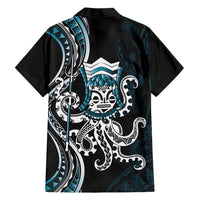 Turquoise Hawaii Kanaloa God Family Matching Off Shoulder Maxi Dress and Hawaiian Shirt Hawaiian Octopus LT14 - Polynesian Pride