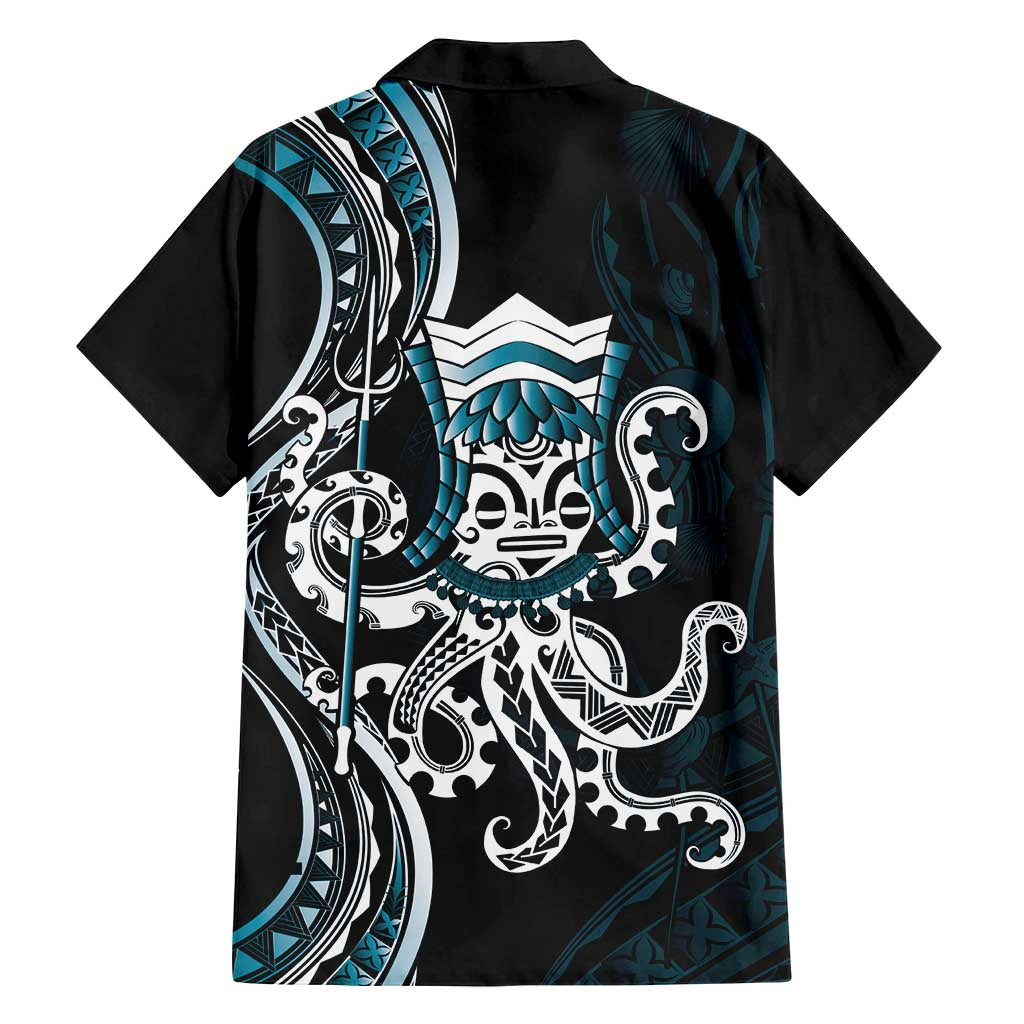 Turquoise Hawaii Kanaloa God Family Matching Summer Maxi Dress and Hawaiian Shirt Hawaiian Octopus LT14 - Polynesian Pride