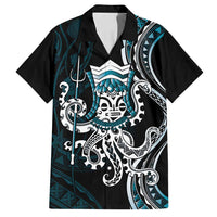 Turquoise Hawaii Kanaloa God Family Matching Tank Maxi Dress and Hawaiian Shirt Hawaiian Octopus LT14 Dad's Shirt - Short Sleeve Turquoise - Polynesian Pride