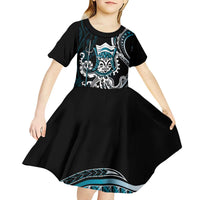 Turquoise Hawaii Kanaloa God Kid Short Sleeve Dress Hawaiian Octopus LT14 - Polynesian Pride
