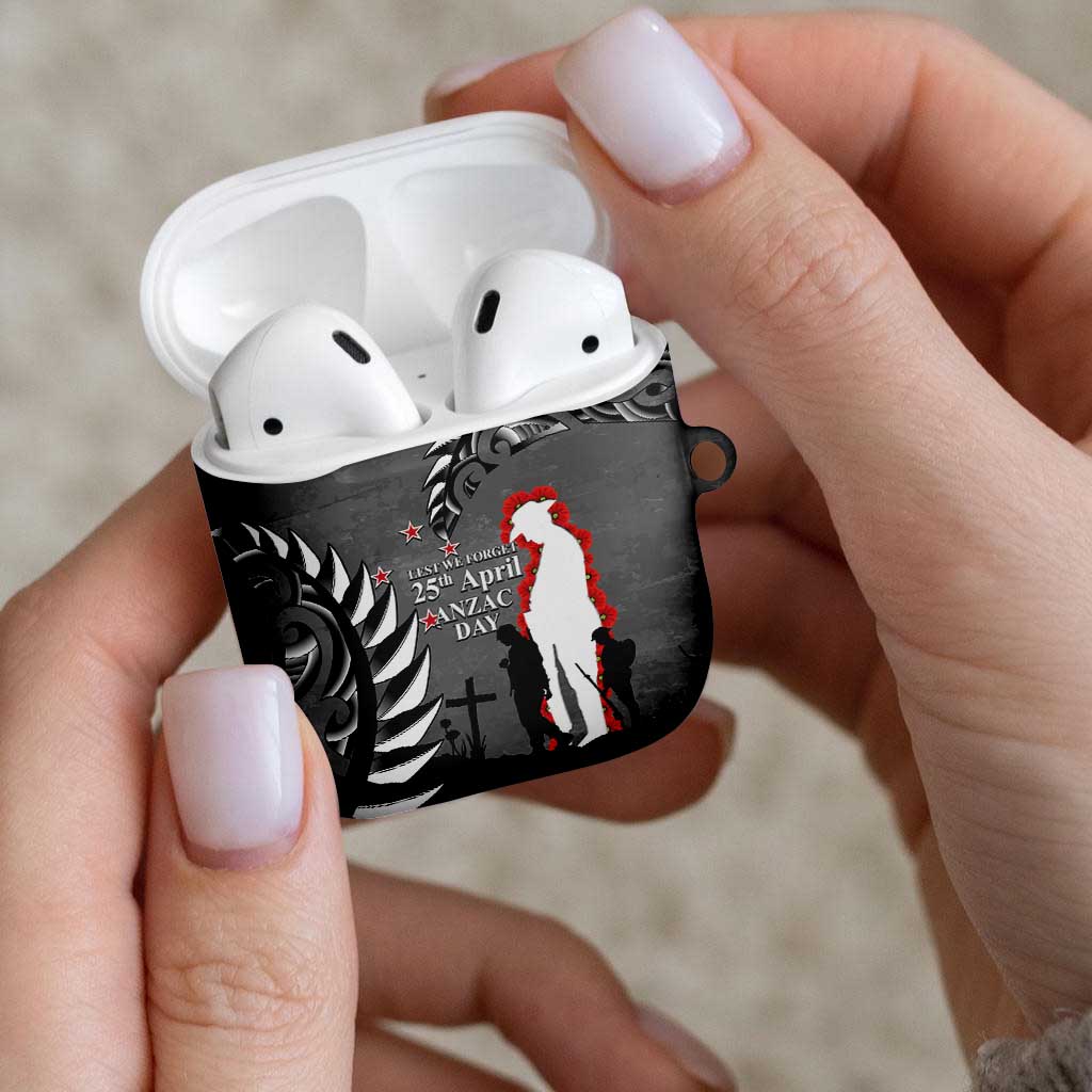 New Zealand ANZAC Day AirPods Case 25th April Silver Fern With Poppy LT14 - Polynesian Pride