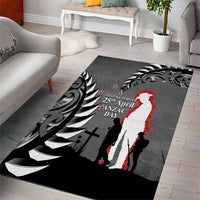 New Zealand ANZAC Day Area Rug 25th April Silver Fern With Poppy LT14 - Polynesian Pride