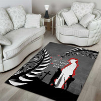 New Zealand ANZAC Day Area Rug 25th April Silver Fern With Poppy LT14 - Polynesian Pride