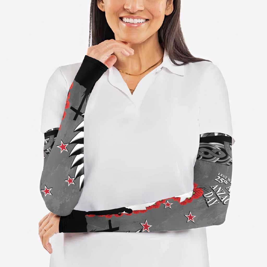 New Zealand ANZAC Day Arm Sleeves 25th April Silver Fern With Poppy LT14 - Polynesian Pride