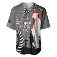 New Zealand ANZAC Day Baseball Jersey 25th April Silver Fern With Poppy LT14 Gray - Polynesian Pride