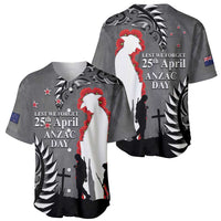 New Zealand ANZAC Day Baseball Jersey 25th April Silver Fern With Poppy LT14 - Polynesian Pride