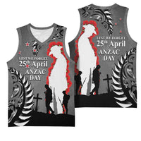 New Zealand ANZAC Day Basketball Jersey 25th April Silver Fern With Poppy LT14 - Polynesian Pride