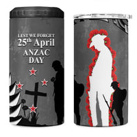 New Zealand ANZAC Day 4 in 1 Can Cooler Tumbler 25th April Silver Fern With Poppy LT14 One Size: 16 oz Gray - Polynesian Pride