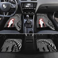 New Zealand ANZAC Day Car Mats 25th April Silver Fern With Poppy LT14 Set 4pcs Gray - Polynesian Pride