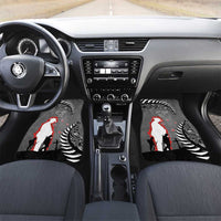 New Zealand ANZAC Day Car Mats 25th April Silver Fern With Poppy LT14 Set 2pcs - Front Gray - Polynesian Pride