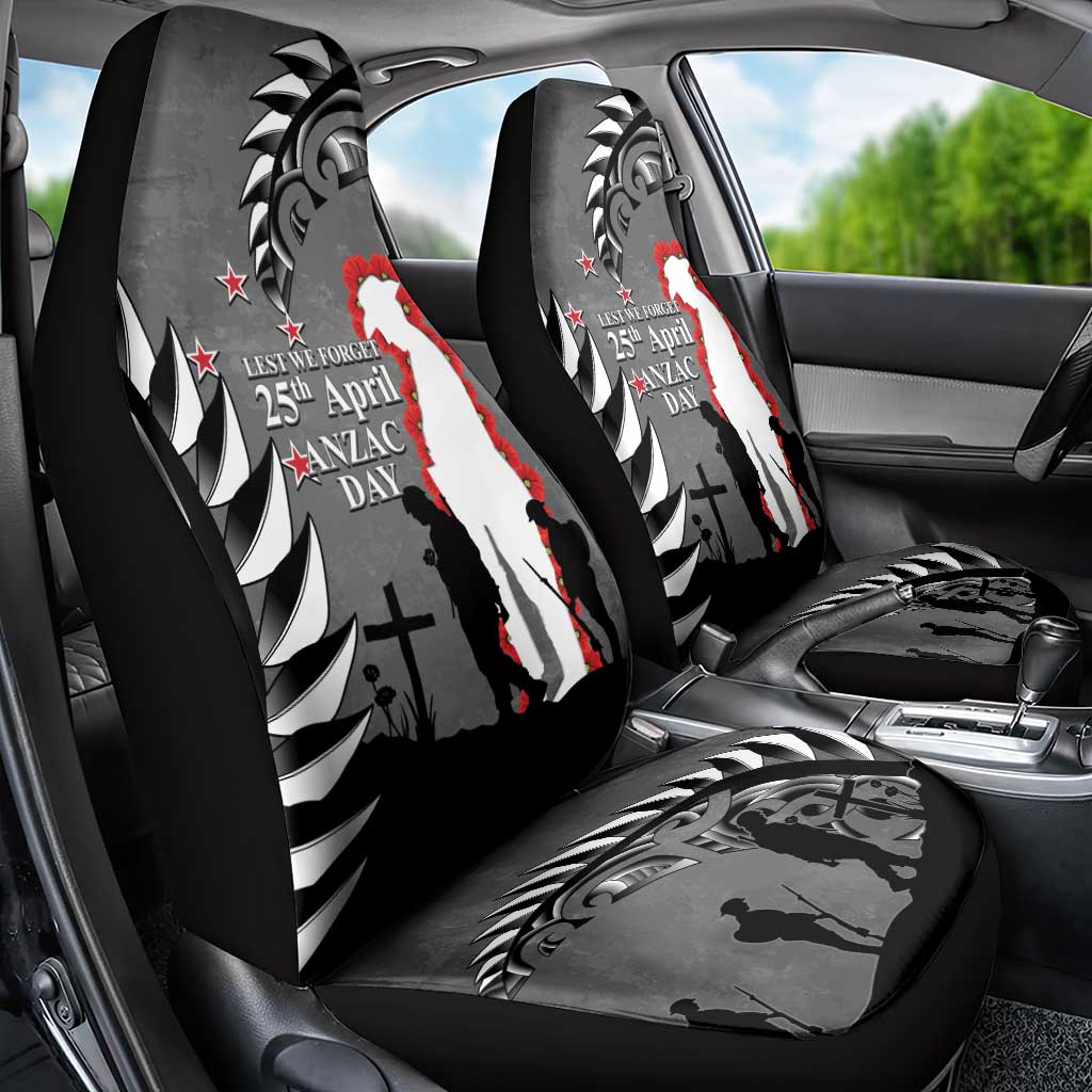 New Zealand ANZAC Day Car Seat Cover 25th April Silver Fern With Poppy LT14 - Polynesian Pride