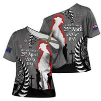 New Zealand ANZAC Day Cross Shoulder Shirt 25th April Silver Fern With Poppy LT14 - Polynesian Pride