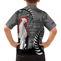 New Zealand ANZAC Day Family Matching Puletasi and Hawaiian Shirt 25th April Silver Fern With Poppy LT14 - Polynesian Pride