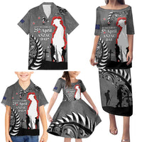 New Zealand ANZAC Day Family Matching Puletasi and Hawaiian Shirt 25th April Silver Fern With Poppy LT14 - Polynesian Pride