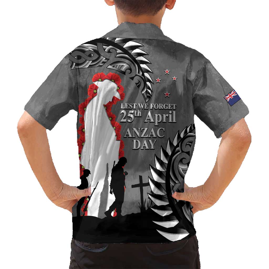 New Zealand ANZAC Day Family Matching Summer Maxi Dress and Hawaiian Shirt 25th April Silver Fern With Poppy LT14 - Polynesian Pride