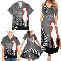 New Zealand ANZAC Day Family Matching Summer Maxi Dress and Hawaiian Shirt 25th April Silver Fern With Poppy LT14 - Polynesian Pride