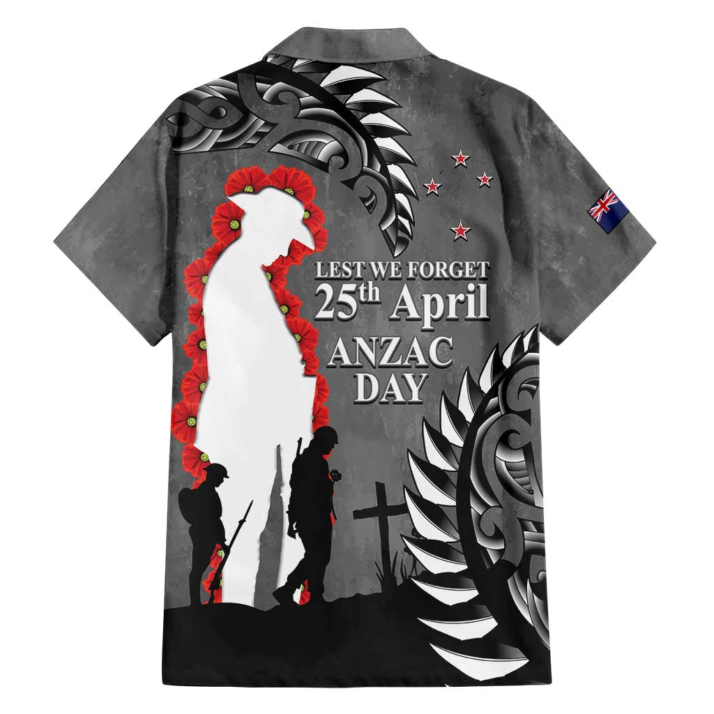 New Zealand ANZAC Day Family Matching Summer Maxi Dress and Hawaiian Shirt 25th April Silver Fern With Poppy LT14 - Polynesian Pride