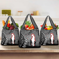 New Zealand ANZAC Day Grocery Bag 25th April Silver Fern With Poppy LT14 3-pack One Size Gray - Polynesian Pride