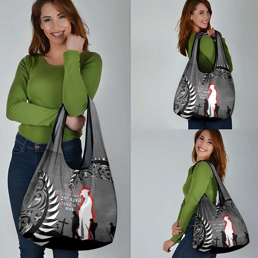 New Zealand ANZAC Day Grocery Bag 25th April Silver Fern With Poppy LT14 - Polynesian Pride