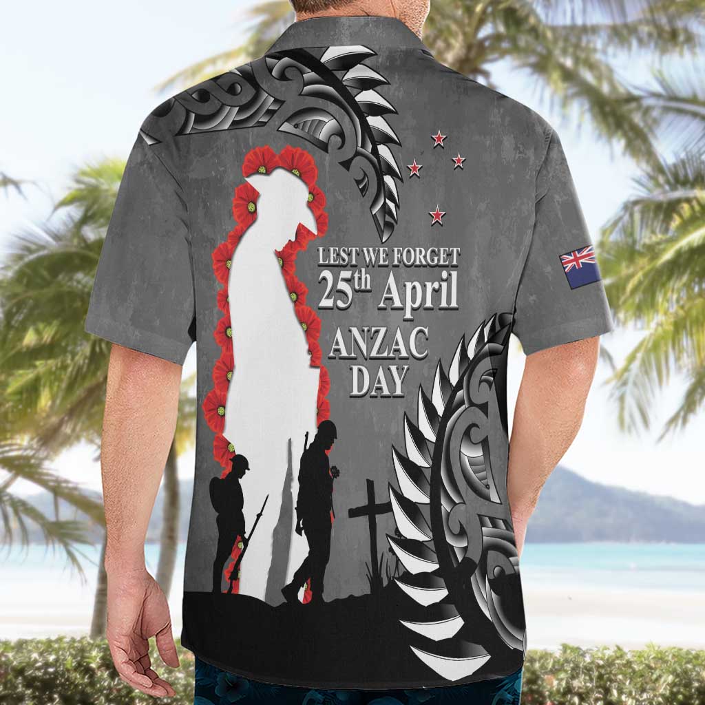 New Zealand ANZAC Day Hawaiian Shirt 25th April Silver Fern With Poppy LT14 - Polynesian Pride