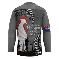 New Zealand ANZAC Day Hockey Jersey 25th April Silver Fern With Poppy LT14 - Polynesian Pride