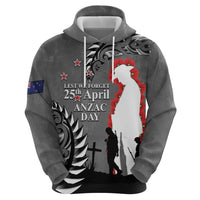 New Zealand ANZAC Day Hoodie 25th April Silver Fern With Poppy LT14 - Polynesian Pride