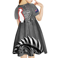 New Zealand ANZAC Day Kid Short Sleeve Dress 25th April Silver Fern With Poppy LT14 - Polynesian Pride