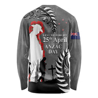 New Zealand ANZAC Day Long Sleeve Shirt 25th April Silver Fern With Poppy LT14 - Polynesian Pride