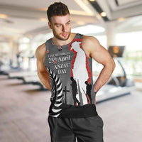 New Zealand ANZAC Day Men Tank Top 25th April Silver Fern With Poppy LT14 Gray - Polynesian Pride