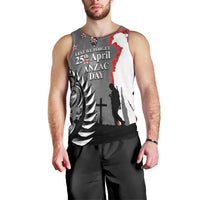 New Zealand ANZAC Day Men Tank Top 25th April Silver Fern With Poppy LT14 - Polynesian Pride