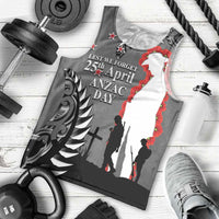 New Zealand ANZAC Day Men Tank Top 25th April Silver Fern With Poppy LT14 - Polynesian Pride