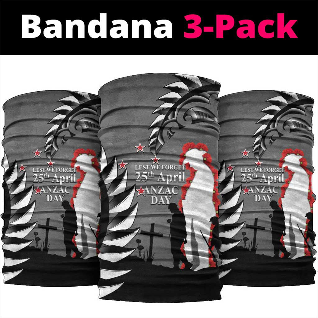New Zealand ANZAC Day Neck Gaiter 25th April Silver Fern With Poppy LT14 package One Size: 25*50cm Gray - Polynesian Pride