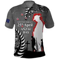 New Zealand ANZAC Day Polo Shirt 25th April Silver Fern With Poppy LT14 Gray - Polynesian Pride