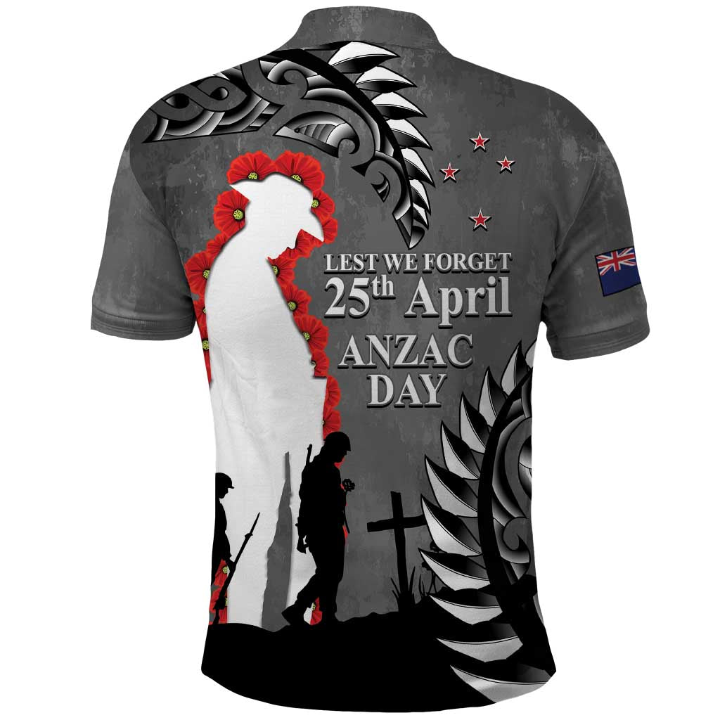 New Zealand ANZAC Day Polo Shirt 25th April Silver Fern With Poppy LT14 - Polynesian Pride