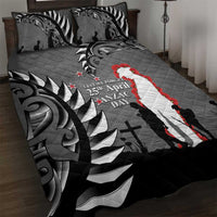 New Zealand ANZAC Day Quilt Bed Set 25th April Silver Fern With Poppy LT14 Gray - Polynesian Pride
