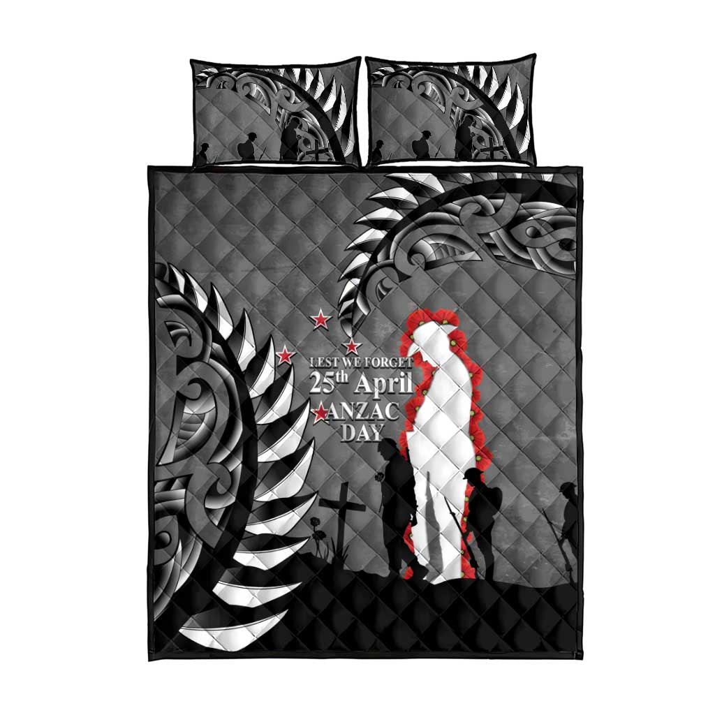 New Zealand ANZAC Day Quilt Bed Set 25th April Silver Fern With Poppy LT14 - Polynesian Pride