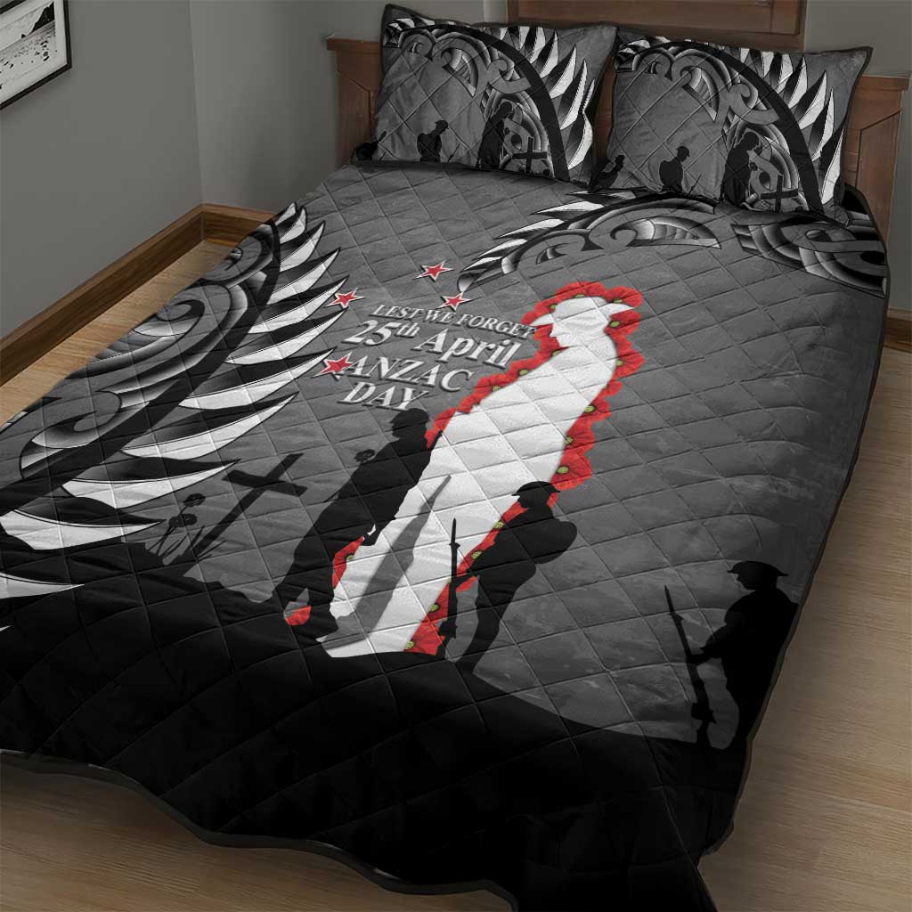 New Zealand ANZAC Day Quilt Bed Set 25th April Silver Fern With Poppy LT14 - Polynesian Pride