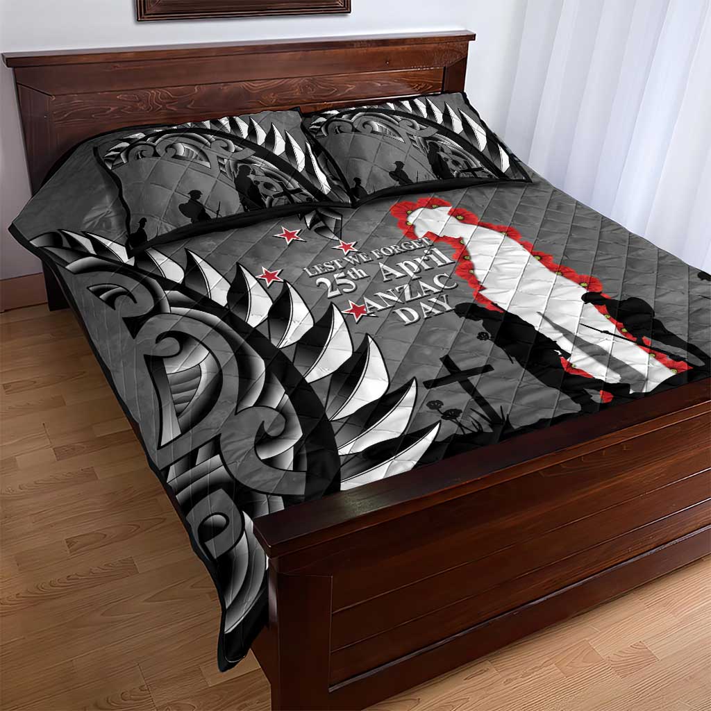 New Zealand ANZAC Day Quilt Bed Set 25th April Silver Fern With Poppy LT14 - Polynesian Pride