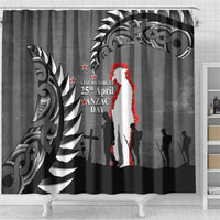 New Zealand ANZAC Day Shower Curtain 25th April Silver Fern With Poppy LT14 - Polynesian Pride