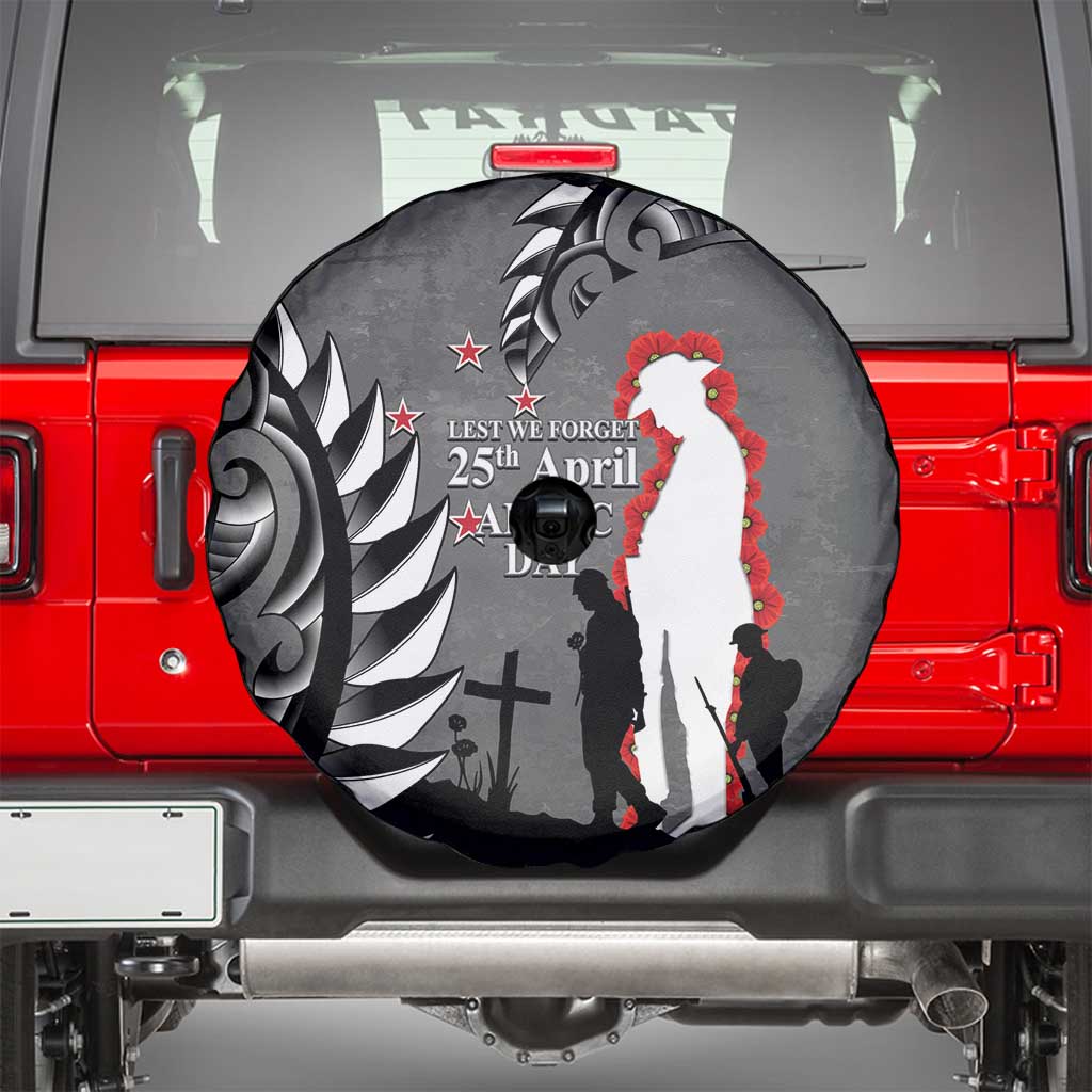 New Zealand ANZAC Day Spare Tire Cover 25th April Silver Fern With Poppy LT14 - Polynesian Pride