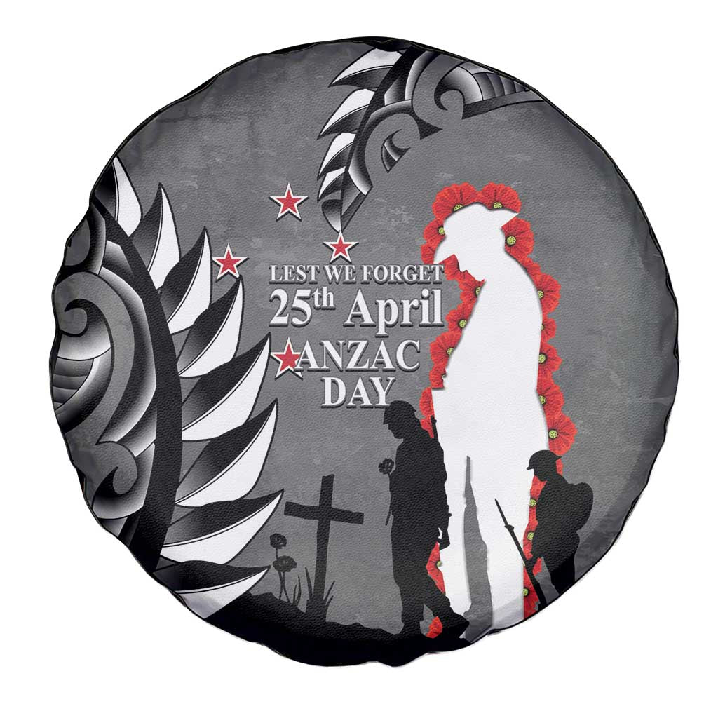 New Zealand ANZAC Day Spare Tire Cover 25th April Silver Fern With Poppy LT14 - Polynesian Pride