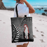 New Zealand ANZAC Day Tote Bag 25th April Silver Fern With Poppy LT14 - Polynesian Pride