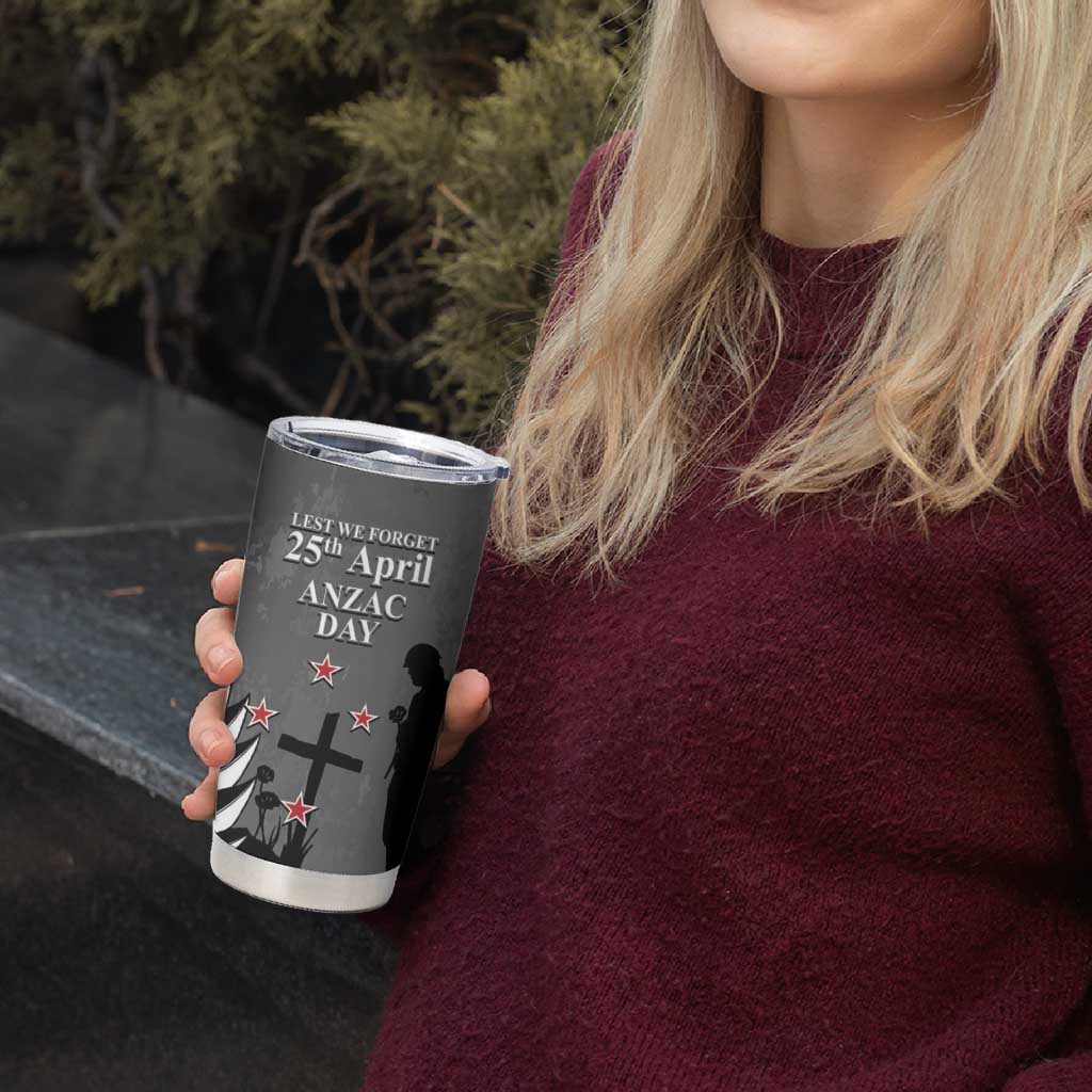 New Zealand ANZAC Day Tumbler Cup 25th April Silver Fern With Poppy LT14 - Polynesian Pride